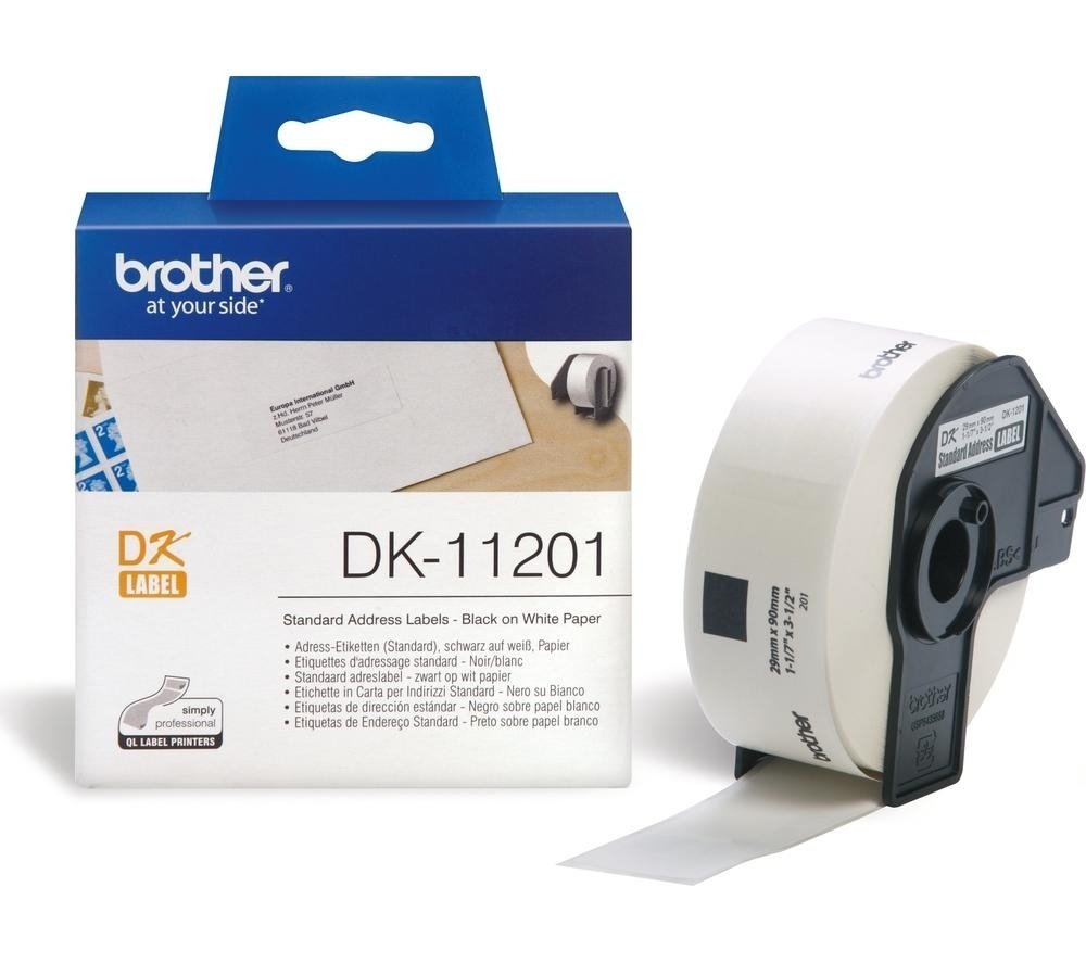 Brother DK-11201 Roll Standard Address Labels, 29mmx90mm, 400 labels per roll (Black on White)